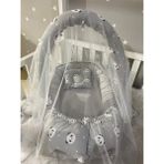 Jaju Baby Gri Panda Cibinlik ve Oyuncak Askılı Lüx Tasarım Babynest - 100 x 60 cm