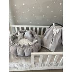 Jaju Baby Gri Pike Kumaş ve Micky Kumaş Tasarım Açılır - Kapanır Oyun Minderi ve Puset Örtüsü Set - 120 x 120 cm