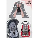 Jaju Baby Gri Pudra 4 Parçalı Puset Takımı (tutmalı)
