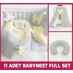 Jaju Baby Gri ve Sarı Yıldızlı Babynest 11 Parça Full Set Ergonomik Yapı ve Plastik Malzeme - 100x60 - Night