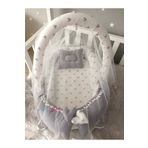 Jaju Baby Gri Wafle Pike Kumaş Micky Tasarım Ponponlu Oyuncak Aparat ve Tül Babynest Set