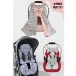 Jaju Baby Gri Yıldız 4 Parçalı Puset Takımı (Tutmalı)