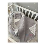 Jaju Baby Jaju Baby Gri Wafle Pike Kumaş Micky Tasarım Ponponlu 3'lü Babynest Set