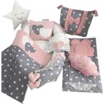 Jaju Baby Jaju Babynest Gri Pudra Yıldızlı Babynest Bebek Yatağı - 100x60 - Gri - Pembe