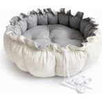 Jaju Baby Krem Waffle Kumaş Açılır Oyun Minderi & Bebek Yuvası – Gri Iç Zemin (80–120 Cm) Babynest