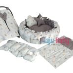 Jaju Baby Mint Ay Ve Bulut Desenli Set Tasarım Lüx Oyun Minderi Babynest