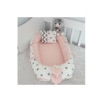 Jaju Baby Nest Babynest Beyaz Yıldız Pudra Kombin Lüx Jaju-babynest