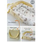 Jaju Baby Nest Çantalı Babynest Taşınabilir Anne Yanı Dağlı Sarı Pike Babynest