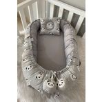 Jaju Baby Nest Gri Panda Babynest Lüx Tasarım Ortopedik Nest Bebek Yatağı Anne Yanı Bebek Yatağı