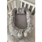 Jaju Baby Nest Gri Panda Lüx Tasarım Ortopedik Nest Bebek Yatağı Anne Yanı Bebek Yatağı