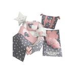 Jaju Baby Nest Gri Pudra Yıldızlı 8 Parça Lüx Babynest Nest Anne Yanı Bebek Yatağı Set 8 Pieces