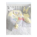 Jaju Baby Nest Gri Ve Sarı Yıldızlı Lüx 8 Parça Jaju-babynest Anne Yanı Bebek Yatağı Set