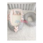 Jaju Baby Nest Gri Yıldızlı Lüx Jaju-babynest Anne Yanı Bebek Yatağı Ve Emzirme Yastığı Set