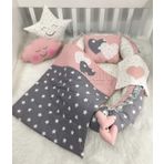 Jaju Baby Nest Gri Yıldızlı Ortopedik Lüx 6'lı Babynest Set