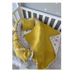 Jaju Baby Nest Hardal Örgü Ve Müslin Kumaş Ponponlu 3'lü Jaju-babynest Anne Yanı Bebek Yatağı Set