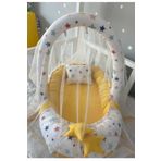 Jaju Baby Nest Karışık Yıldızlı Sarı Cibinlik Ve Oyuncak Askılı Lüx Tasarım Jaju-babynest Anne Yanı