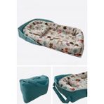 Jaju Baby Nest Mavi Orman Desenli Çantalı Babynest Bebek Çantası Taşınabilir Anne Yanı Yatağı - 50 x 100 cm