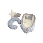 Jaju Baby Nest Mavi Yıldızlı Jaju-babynest Anne Yanı Ve Emzirme Yastığı 5'li Set