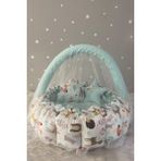 Jaju Baby Orman Açılır - Kapanır Oyun Minderi Cibinlik Aparatlı Babynest - 120 x 120 cm - Açık Yeşil