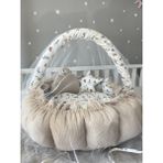 Jaju Baby Pike Kumaş ve Müslin Kumaş Tilki Tasarım Açılır - Kapanır Oyun Minderi Cibinlik Aparatlı Babynest - 120 x 120 cm - Kahverengi