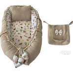 Jaju Baby Pike Kumaş ve Müslin Kumaş Tilki Tasarım Ponponlu 3'lü Babynest Set - 100x60 - Kahverengi