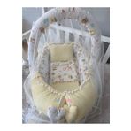 Jaju Baby Sarı Wafle Pike Kumaş Ceylan Tasarım Ponponlu Babynest ve Yorgan Oyuncak Aparat ve Tül Set