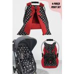 Jaju Baby Siyah Yıldızlı 4 Parçalı Puset Takımı (tutmalı)