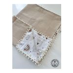 Jaju Baby Waffle Pike ve Müslin Ponponlu Battaniye Çok Amaçlı Battaniye 100x100 cm