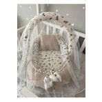 Jaju Baby Wafle Pike Kumaş Müslin Kumaş Ponponlu Babynest Oyuncak Aparat Ve Tül Set