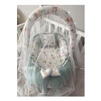 Jaju Baby Wafle Yeşil Pike Kumaş Poplin Kumaş Ponponlu Babynest Oyuncak Aparat Ve Tül Set