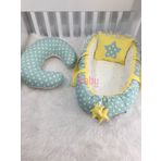 Jaju Baby Yeşil Yıldızlı Model Babynest v Emzirme Yastığı Set