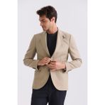Jakamen Bej Slim Fit Sivri Yaka Keten Spor Ceket - 48