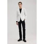 Jakamen Beyaz Slim Fit Mono Yaka Torba Cep Ceket - 54