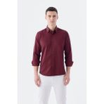 Jakamen Bordo Comfort Fit Desenli Erkek Gömlek - XS
