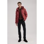 Jakamen Bordo Lacivert Comfort Fit Kapuşonlu Şişme Mont - 48