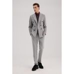 Jakamen Gri Slim Fit Mono Yaka Kruvaze Ceket - 48