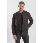 Jakamen Kahve Comfort Fit Kolej Yaka Çizgili Mont - 52