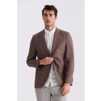 Jakamen Kahve Slim Fit Mono Yaka Keten Spor Ceket