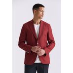 Jakamen Kırmızı Slim Fit Mono Yaka Keten Spor Ceket