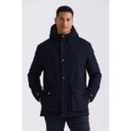 Jakamen Lacivert Comfort Fit Kapüşonlu Yünlü Mont - 56