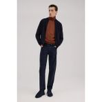Jakamen Lacivert Regular Fit Desenli Fermuarlı Triko Hırka - 3XL