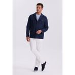 Jakamen Lacivert Slim Fit Cepli Keten Pamuk Mevsimlik Safari Ceket - 58