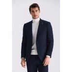 Jakamen Lacivert Slim Fit Desenli Sivri Yaka Ceket - 48