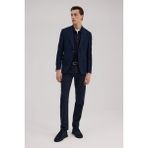 Jakamen Lacivert Slim Fit Desenli Sivri Yaka Ceket - 58