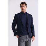 Jakamen Lacivert Slim Fit Mono Yaka Çift Yırtmaç Spor Ceket - Koyu Lacivert - 56