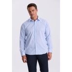 Jakamen Mavi Comfort Fit Ütü Gerektirmeyen %100 Pamuk Çizgili Non Iron Gömlek - S