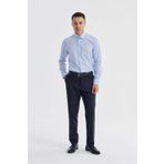 Jakamen Mavi Slim Fit Desenli Cepsiz Erkek Gömlek