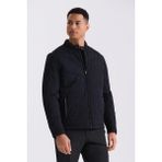 Jakamen Siyah Comfort Fit Dik Yaka Önü Fermuarlı Mevsimlik Mont - 52