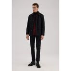 Jakamen Siyah Slim Fit Bebe Yaka Yünlü Mont - 58