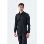 Jakamen Siyah Slim Fit Cepsiz Erkek Gömlek